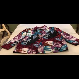 Cotton Floral Jacket with Sequins - Size 1X